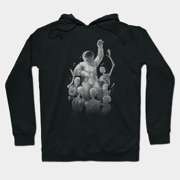 Astronaut Skeleton Scaping Hell by Tobe Fonseca Hoodie by Tobe_Fonseca